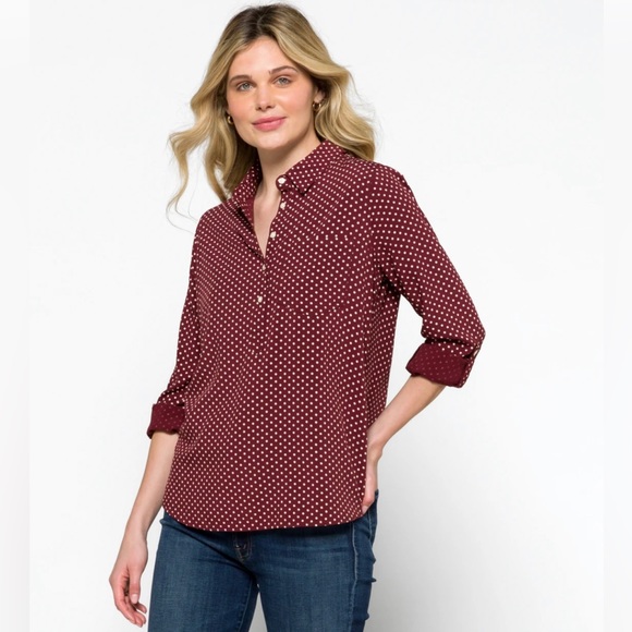 SOLD - NWOT Kylie Classic Half Button Down Top **DO NOT BUY** - Picture 3 of 5